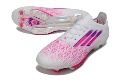Unisex Adidas F50+ Elite Lightstrike Pro FG Firm Ground Low-Tops Football Boots - White/Fuchsia Pink/Soft Pink