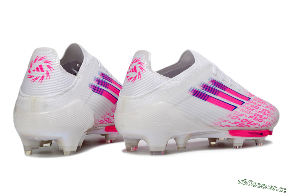 Unisex Adidas F50+ Elite Lightstrike Pro FG Firm Ground Low-Tops Football Boots - White/Fuchsia Pink/Soft Pink 7