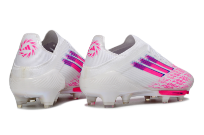 Unisex Adidas F50+ Elite Lightstrike Pro FG Firm Ground Low-Tops Football Boots - White/Fuchsia Pink/Soft Pink