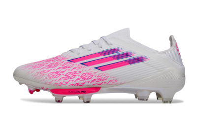 Unisex Adidas F50+ Elite Lightstrike Pro FG Firm Ground Low-Tops Football Boots - White/Fuchsia Pink/Soft Pink