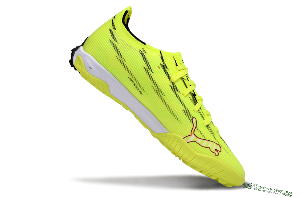Men's Puma Ultra Ultimate TF Artificial Turf Low-Tops Football Shoes - Yellow/Electric Yellow/Crimson Blaze 4