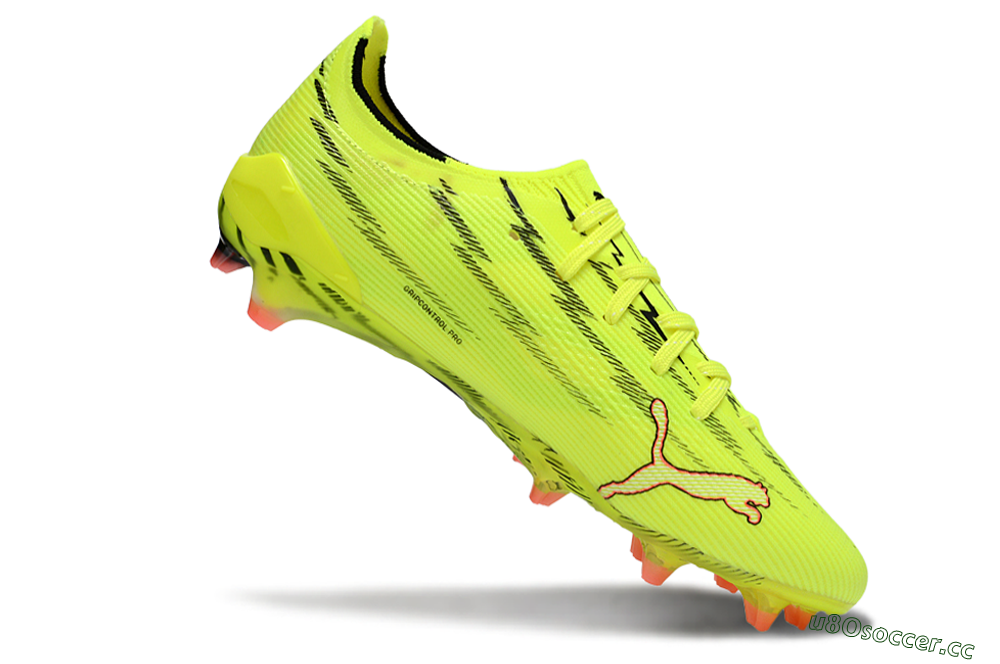 Men's Puma Ultra Ultimate FG Firm Ground Low-Tops Football Boots - Yellow/Bright Lime/Neon Pink 4