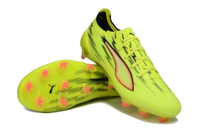 Men's Puma Ultra Ultimate FG Firm Ground Low-Tops Football Boots - Yellow/Bright Lime/Neon Pink