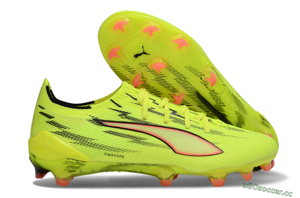 Men's Puma Ultra Ultimate FG Firm Ground Low-Tops Football Boots - Yellow/Bright Lime/Neon Pink 2
