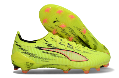 Men's Puma Ultra Ultimate FG Firm Ground Low-Tops Football Boots - Yellow/Bright Lime/Neon Pink