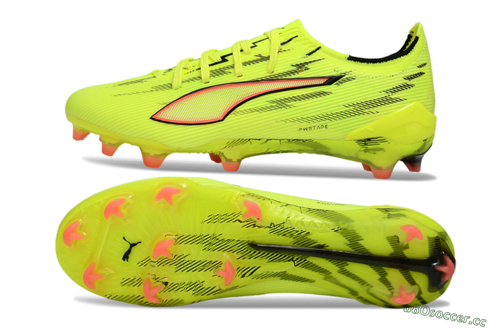 Men's Puma Ultra Ultimate FG Firm Ground Low-Tops Football Boots - Yellow/Bright Lime/Neon Pink 1
