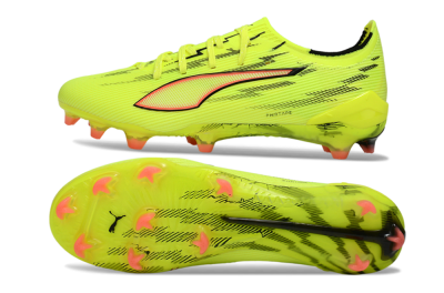 Men's Puma Ultra Ultimate FG Firm Ground Low-Tops Football Boots - Yellow/Bright Lime/Neon Pink