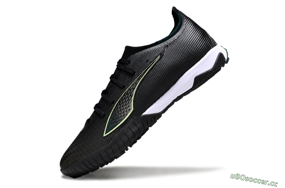 Men's Puma Ultra Ultimate TF Artificial Turf Low-Tops Football Shoes - Black/Emerald Glint/White Shine 5