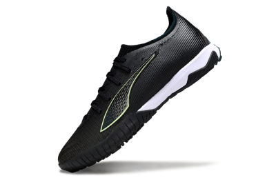 Men's Puma Ultra Ultimate TF Artificial Turf Low-Tops Football Shoes - Black/Emerald Glint/White Shine