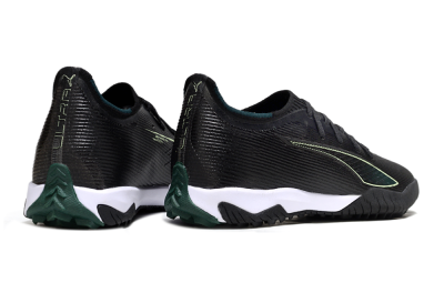 Men's Puma Ultra Ultimate TF Artificial Turf Low-Tops Football Shoes - Black/Emerald Glint/White Shine