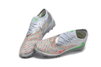 Men's Nike Phantom 6 Low Elite TF Artificial Turf Low-Tops Football Shoes - Gray/Vibrant Green/Red Pop