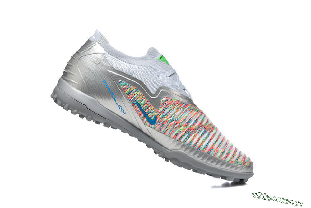 Men's Nike Phantom 6 Low Elite TF Artificial Turf Low-Tops Football Shoes - Gray/Vibrant Green/Red Pop 7