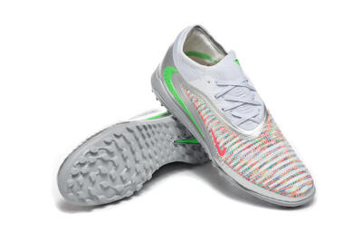 Men's Nike Phantom 6 Low Elite TF Artificial Turf Low-Tops Football Shoes - Gray/Vibrant Green/Red Pop