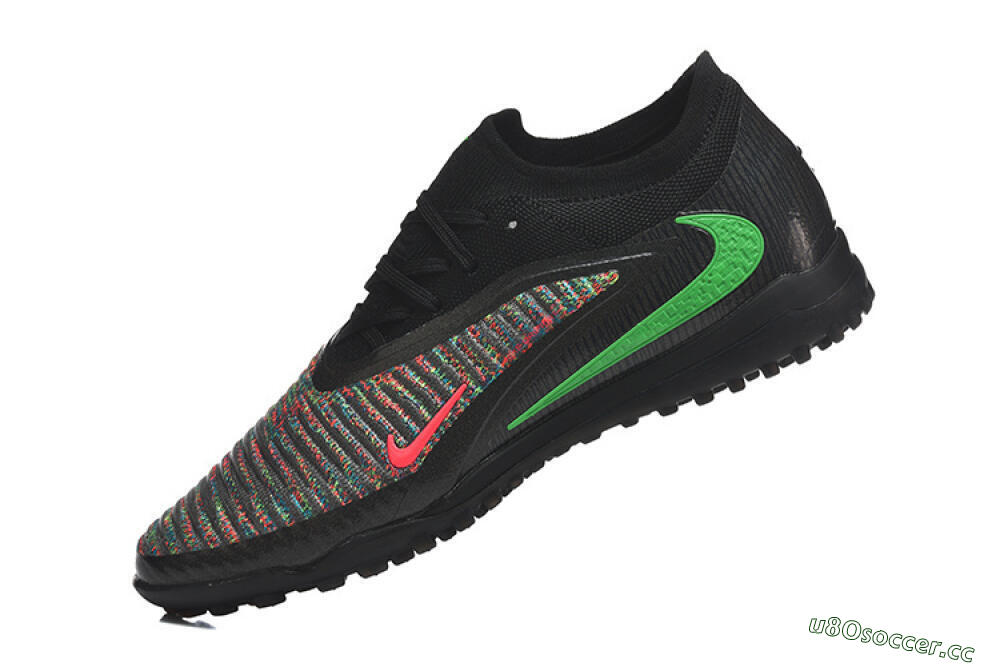 Men's Nike Phantom 6 Low Elite TF Artificial Turf Low-Tops Football Shoes - Black/Vibrant Green/Hyper Red 8
