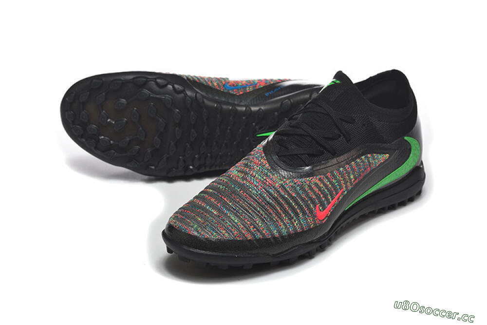 Men's Nike Phantom 6 Low Elite TF Artificial Turf Low-Tops Football Shoes - Black/Vibrant Green/Hyper Red 3