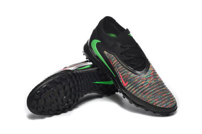 Men's Nike Phantom 6 Low Elite TF Artificial Turf Low-Tops Football Shoes - Black/Vibrant Green/Hyper Red