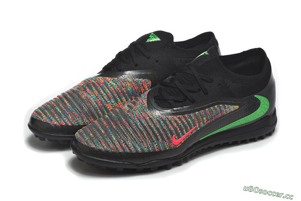 Men's Nike Phantom 6 Low Elite TF Artificial Turf Low-Tops Football Shoes - Black/Vibrant Green/Hyper Red 5