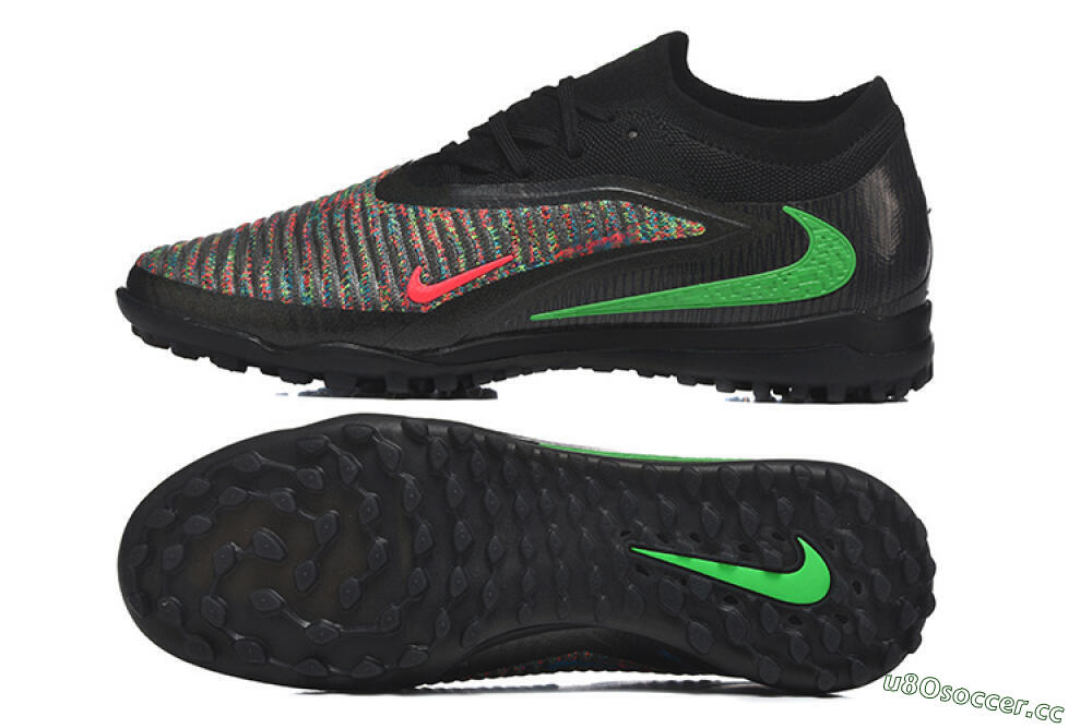 Men's Nike Phantom 6 Low Elite TF Artificial Turf Low-Tops Football Shoes - Black/Vibrant Green/Hyper Red 1
