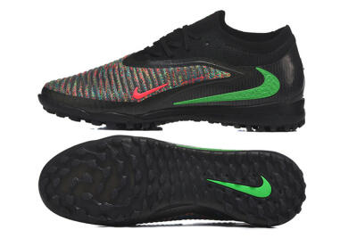 Men's Nike Phantom 6 Low Elite TF Artificial Turf Low-Tops Football Shoes - Black/Vibrant Green/Hyper Red