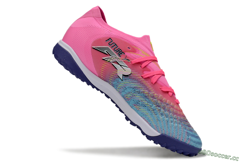 Men's Puma Future 8 Ultimate TF Artificial Turf Low-Tops Football Shoes - Pink/Electric Pink/Dark Blue 4