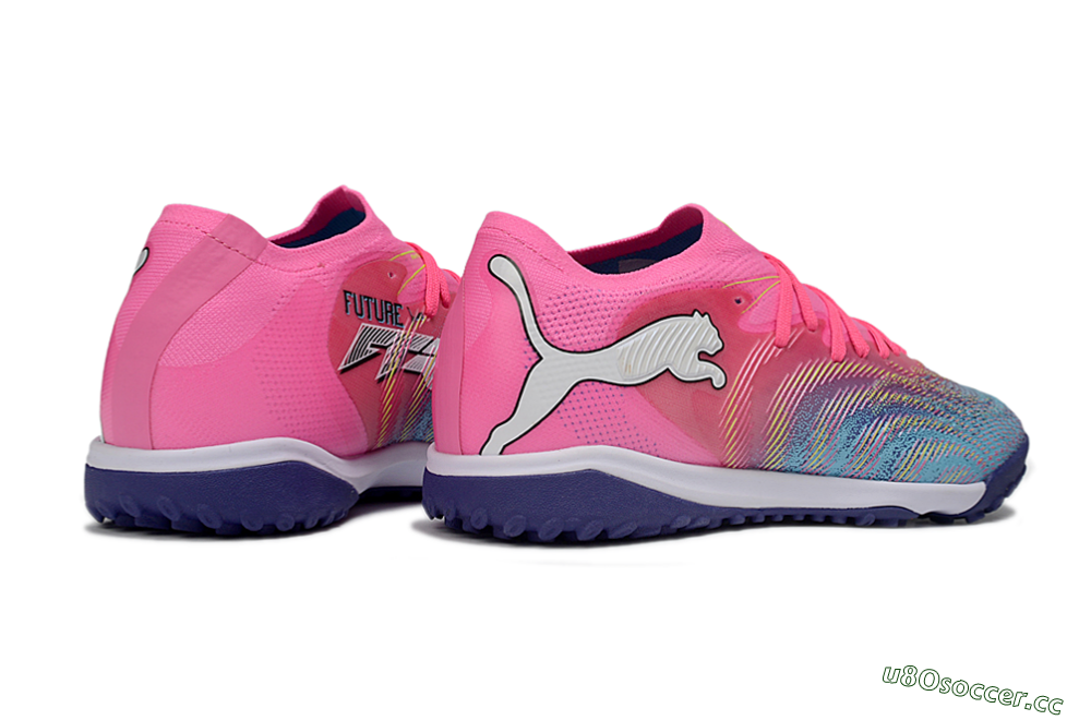 Men's Puma Future 8 Ultimate TF Artificial Turf Low-Tops Football Shoes - Pink/Electric Pink/Dark Blue 6