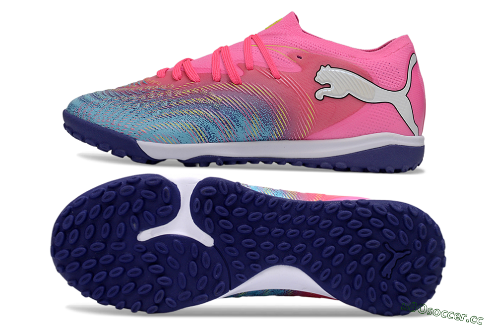 Men's Puma Future 8 Ultimate TF Artificial Turf Low-Tops Football Shoes - Pink/Electric Pink/Dark Blue 1