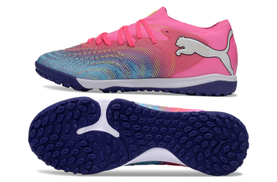 Men's Puma Future 8 Ultimate TF Artificial Turf Low-Tops Football Shoes - Pink/Electric Pink/Dark Blue