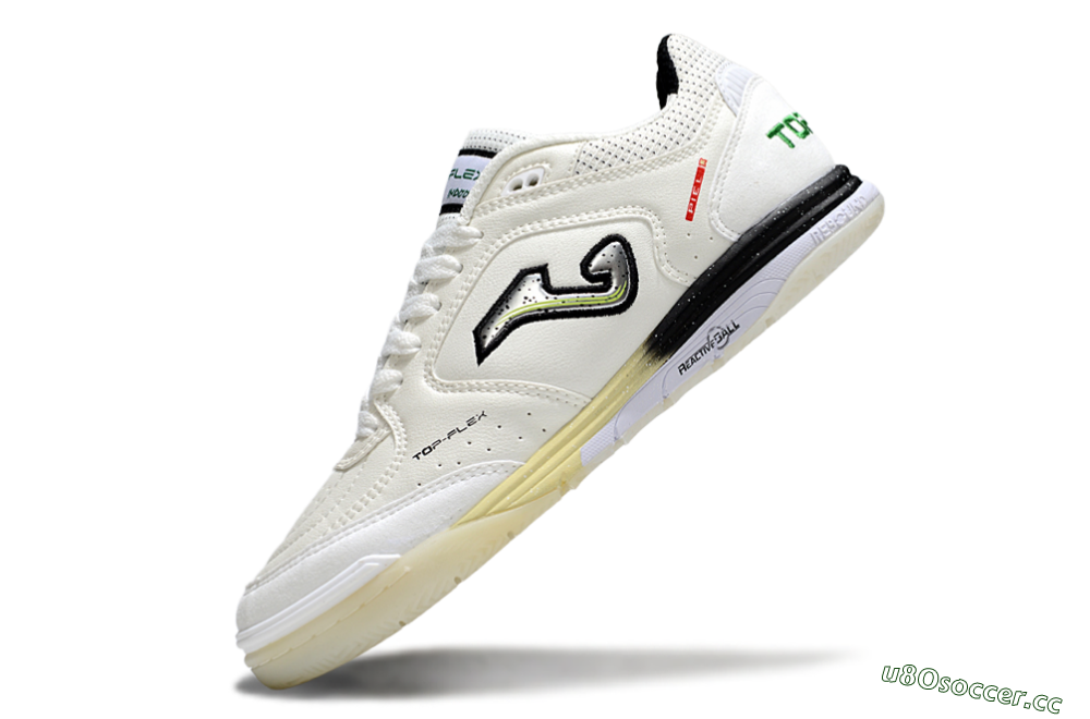 Men's Joma Top Flex IC Indoor & Futsal Low-Tops Football Shoes - White/Black/Green 5