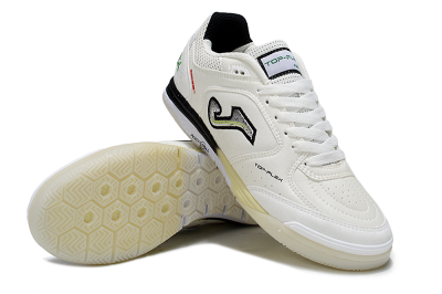 Men's Joma Top Flex IC Indoor & Futsal Low-Tops Football Shoes - White/Black/Green