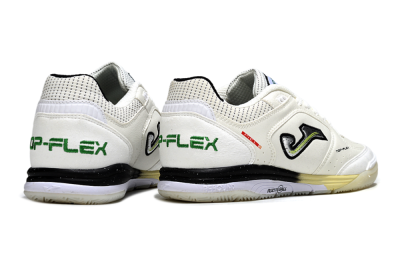Men's Joma Top Flex IC Indoor & Futsal Low-Tops Football Shoes - White/Black/Green