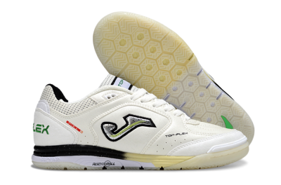 Men's Joma Top Flex IC Indoor & Futsal Low-Tops Football Shoes - White/Black/Green