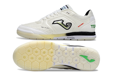 Men's Joma Top Flex IC Indoor & Futsal Low-Tops Football Shoes - White/Black/Green