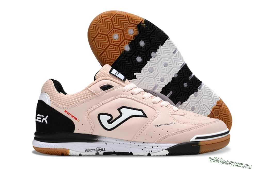 Men's Joma Top Flex IC Indoor & Futsal Low-Tops Football Shoes - Pink/Peach Mist/Classic Black 2