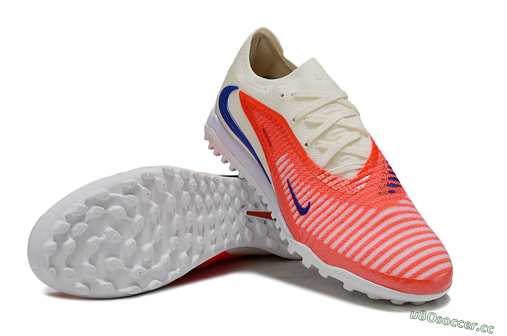 Unisex Nike Phantom 6 Low Elite TF Artificial Turf Low-Tops Football Shoes - Red/Sunset Orange/Cool Blue 3