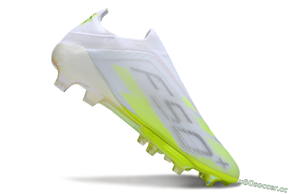 Men's Adidas F50 Lightstrike Pro Laceless FG Firm Ground Low-Tops Football Boots - Yellow/Neon Lime/White 4