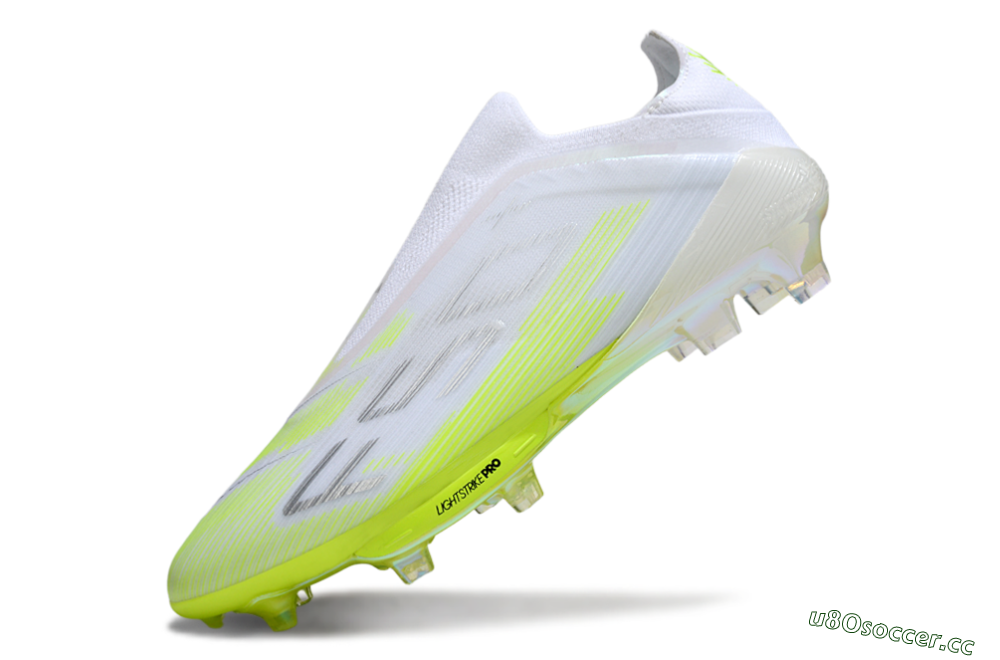 Men's Adidas F50 Lightstrike Pro Laceless FG Firm Ground Low-Tops Football Boots - Yellow/Neon Lime/White 5