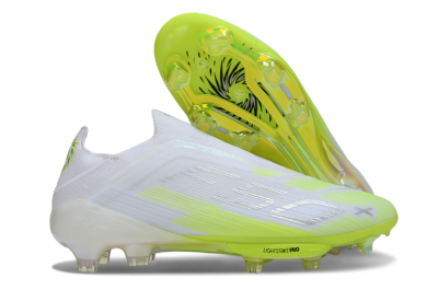 Men's Adidas F50 Lightstrike Pro Laceless FG Firm Ground Low-Tops Football Boots - Yellow/Neon Lime/White