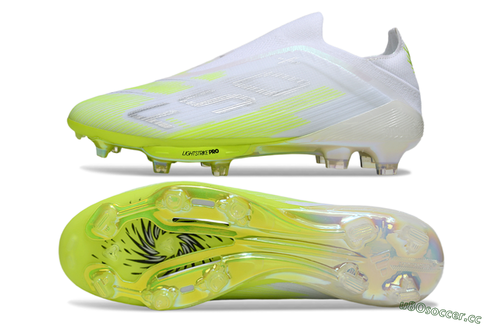 Men's Adidas F50 Lightstrike Pro Laceless FG Firm Ground Low-Tops Football Boots - Yellow/Neon Lime/White 1
