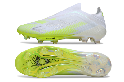 Men's Adidas F50 Lightstrike Pro Laceless FG Firm Ground Low-Tops Football Boots - Yellow/Neon Lime/White