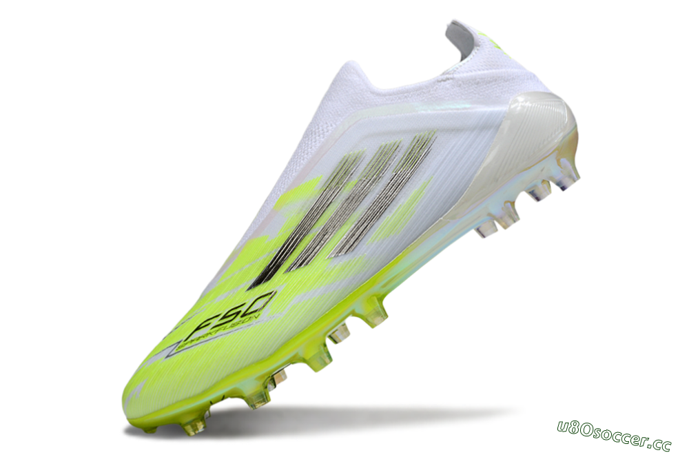 Men's Adidas F50 Pro Laceless FG Firm Ground Low-Tops Football Boots - Yellow/Lime Burst/Iridescent White 5