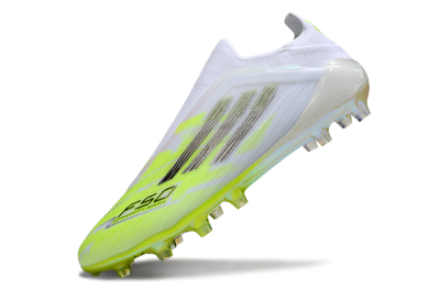 Men's Adidas F50 Pro Laceless FG Firm Ground Low-Tops Football Boots - Yellow/Lime Burst/Iridescent White