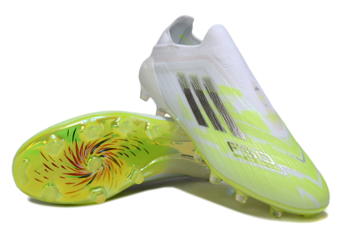 Men's Adidas F50 Pro Laceless FG Firm Ground Low-Tops Football Boots - Yellow/Lime Burst/Iridescent White