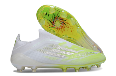 Men's Adidas F50 Pro Laceless FG Firm Ground Low-Tops Football Boots - Yellow/Lime Burst/Iridescent White