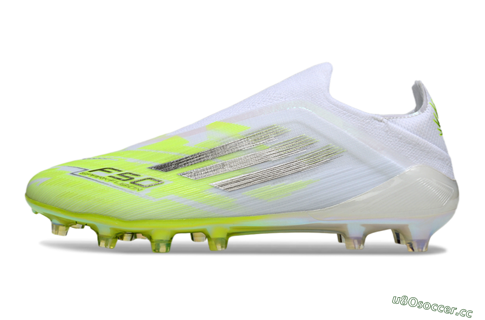 Men's Adidas F50 Pro Laceless FG Firm Ground Low-Tops Football Boots - Yellow/Lime Burst/Iridescent White 0