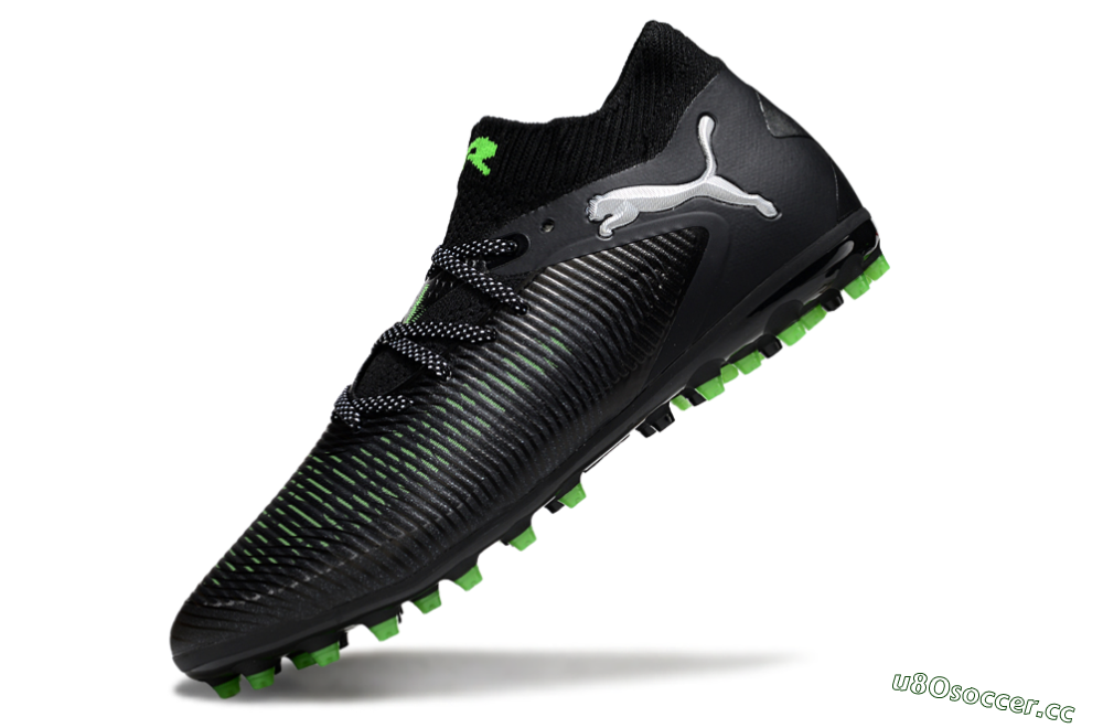 Men's Puma Future 8 Ultimate MG Multi Ground Low-Tops Football Boots - Black/Neon Green/Electric Green 5