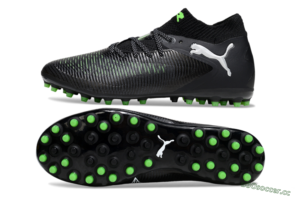 Men's Puma Future 8 Ultimate MG Multi Ground Low-Tops Football Boots - Black/Neon Green/Electric Green 1