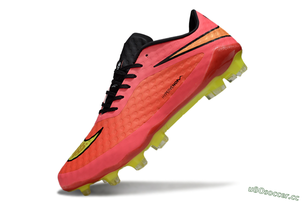 Men's Nike Hypervenom Phantom FG Firm Ground Low-Tops Football Boots - Pink/Electric Pink/Neon Yellow 5