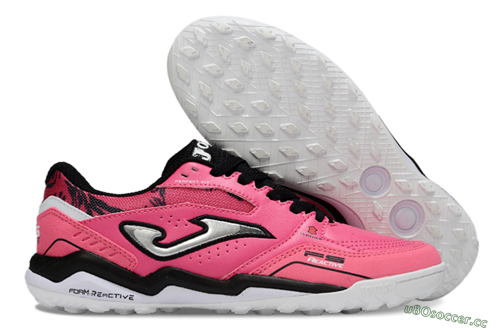 Men's Joma Top Flex TF Artificial Turf Low-Tops Football Shoes - Pink/Hot Pink/Black 2