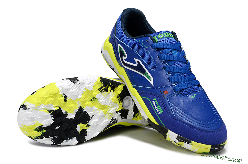Men's Joma Top Flex IC Indoor & Futsal Low-Tops Football Shoes - Blue/Vibrant Yellow/Electric Green 3