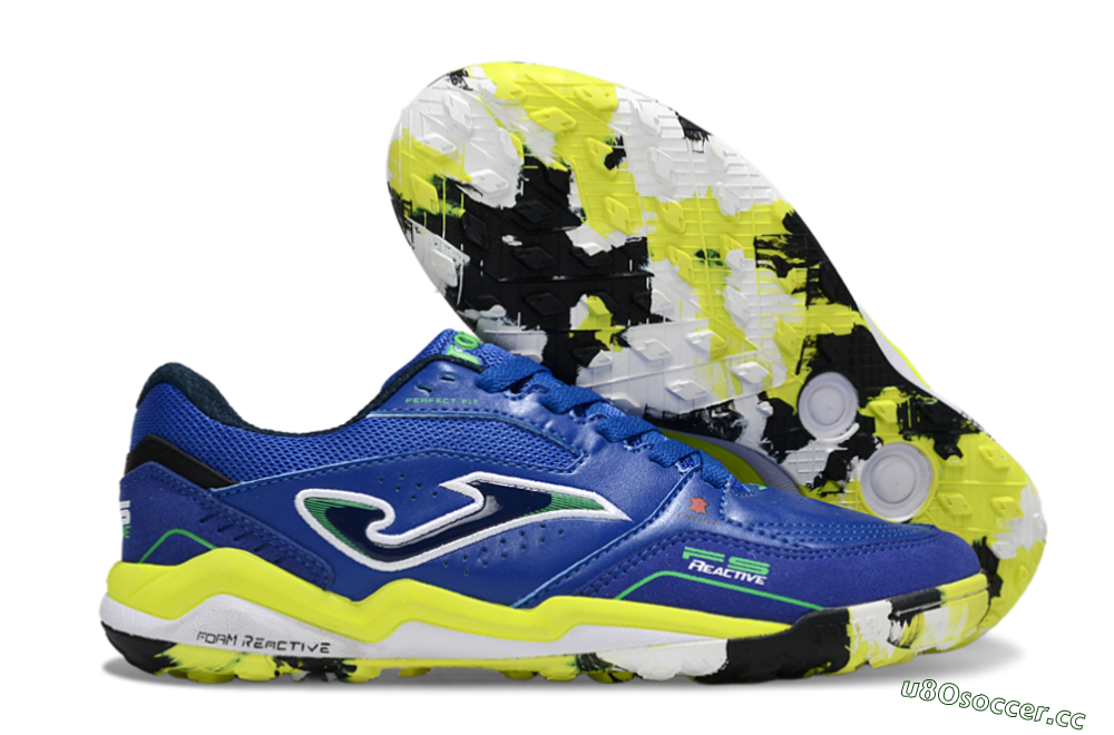 Men's Joma Top Flex IC Indoor & Futsal Low-Tops Football Shoes - Blue/Vibrant Yellow/Electric Green 2